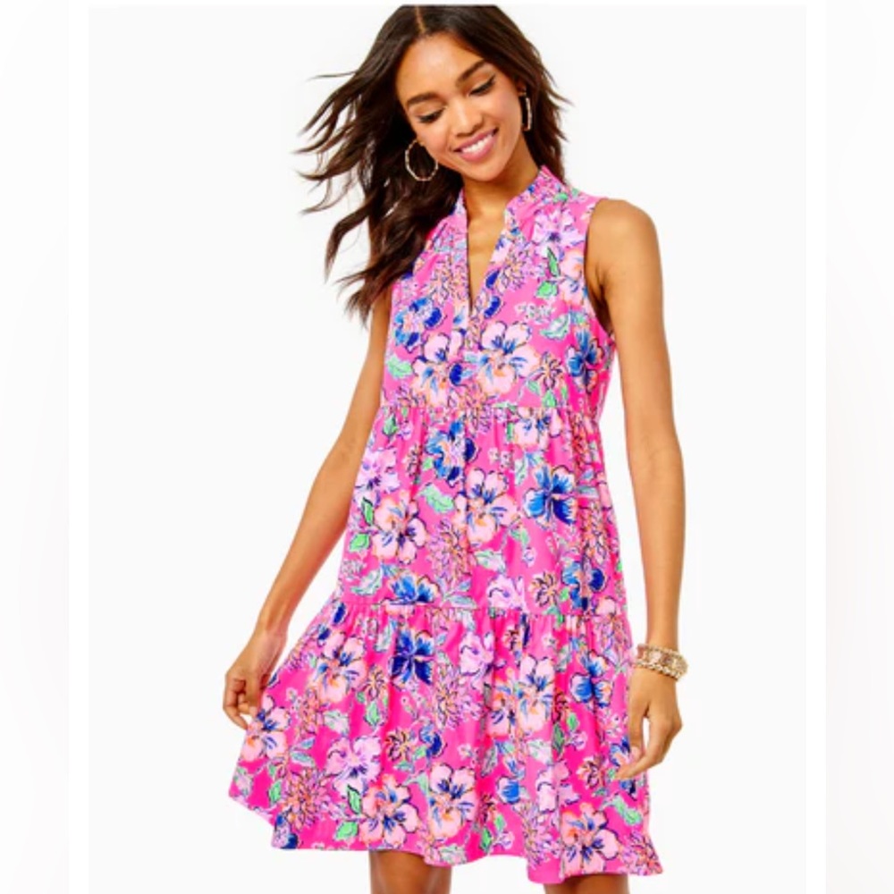 Lilly Pulitzer Novella Swing Dress Pink Isle Last Bud Not Least Size Medium